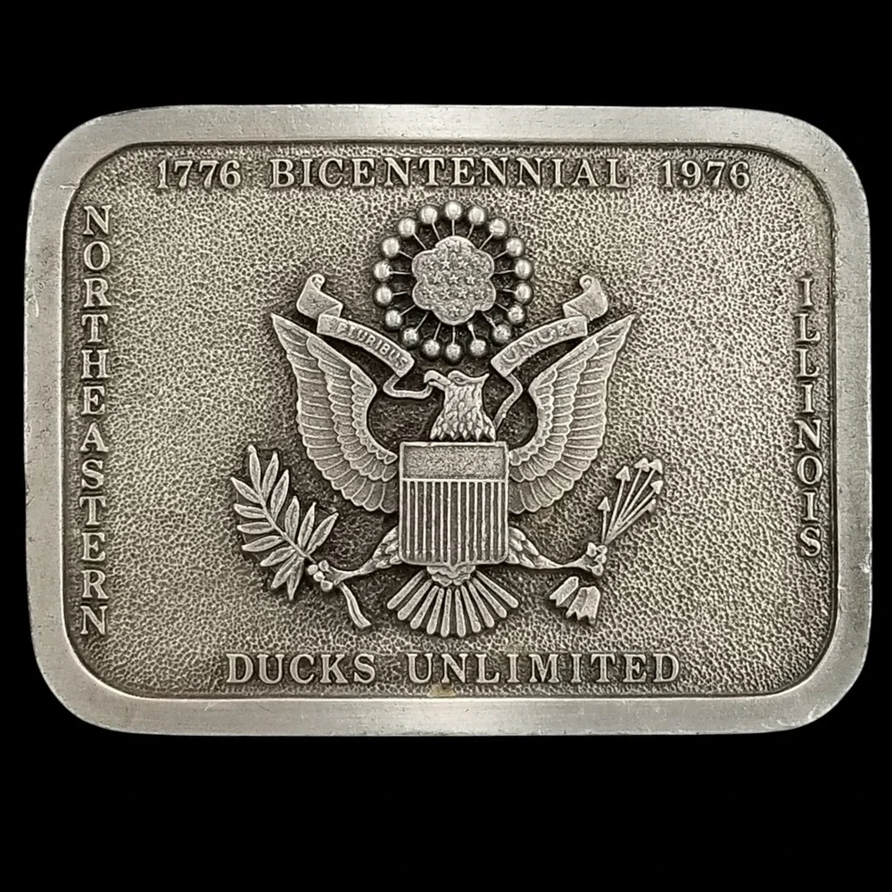 1976 Bicentennial Ducks Unlimited Belt‎ Buckle Illinois Bergamot Brass Works